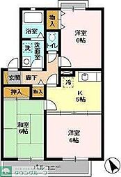 サニーコート田辺A 3Kの間取図画像