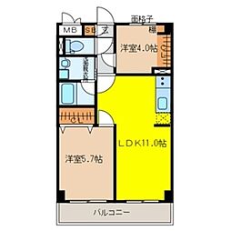 サンモール四季-2 2LDKの間取図画像