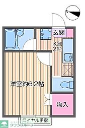 グリーンリーフ 1Kの間取図画像
