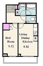 グランドターミナルタワー本八幡 1LDKの間取図画像