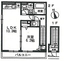 クレシア幕張 1LDKの間取図画像