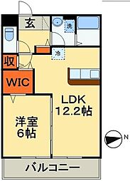 ボンヌール2 1LDKの間取図画像