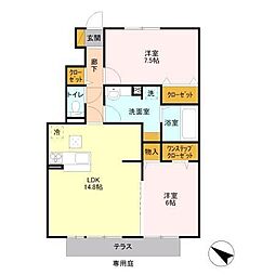 プランドール 2LDKの間取図画像