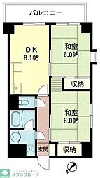 フォークス小岩 2DKの間取図画像