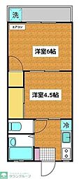 メゾン市川 2Kの間取図画像