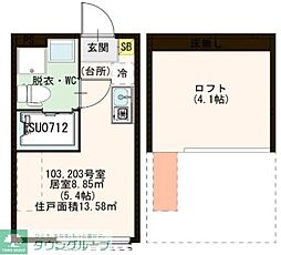 ワイズアルチェ小岩 ワンルームの間取図画像