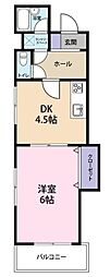 プラネット2 1DKの間取図画像
