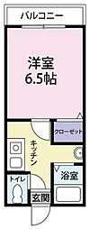 フラワーヒルズ3 1Kの間取図画像