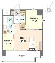 クリオラベルヴィ赤羽東 2LDKの間取り