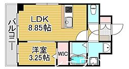 マルコビル平尾 1LDKの間取図画像