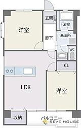 高宮春野ハイツ 2LDKの間取図画像