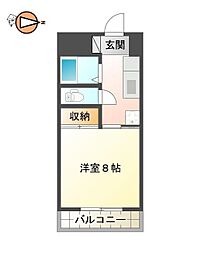 グランシティ後藤 1Kの間取図画像