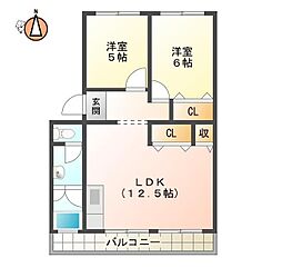 井沢マンション 2LDKの間取図画像
