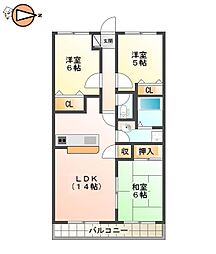グランディール矢三C 3SLDKの間取図画像