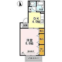 プレスティージュ211 1DKの間取図画像