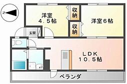 コォーリングマンション1 2LDKの間取図画像
