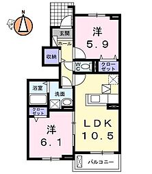 ナイトB 2LDKの間取図画像