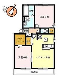 リヴェールC 2LDKの間取図画像