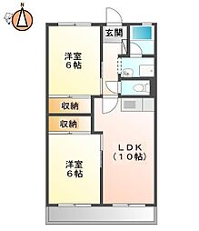 久米ビル 2LDKの間取図画像