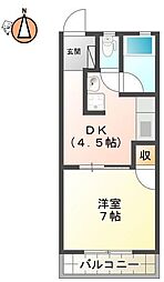 コーポヤマモト 1DKの間取図画像