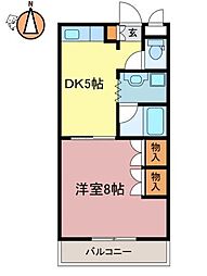 シャルマンハイツ内浜 1DKの間取図画像