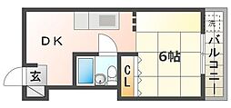 島田マンション 1DKの間取図画像