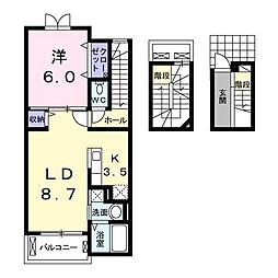 コーポサンピア 1LDKの間取図画像