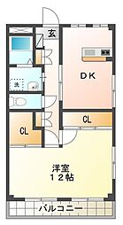 第二武知ビル 1LDKの間取図画像