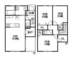 徳島市住吉3丁目アパート 3LDKの間取図画像