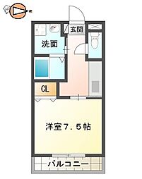 ピース・カーザ 1Kの間取図画像