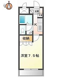 クレシア 1Kの間取図画像