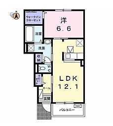 クラール安宅E 1LDKの間取図画像
