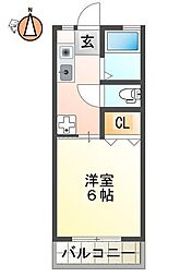 メディソン佐古 1Kの間取図画像