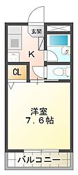 アメニティ・ロード 1Kの間取図画像