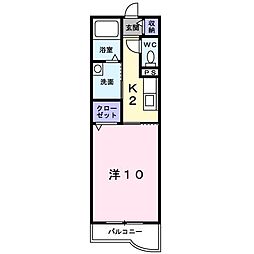 エグゼリオ 1Kの間取図画像