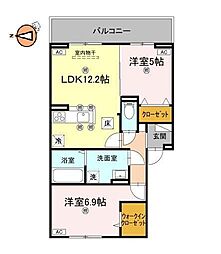 グラシア春日 2LDKの間取図画像