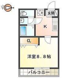 CASA南昭和 1Kの間取図画像