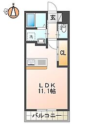 徳島市蔵本元町3丁目アパート 1Kの間取図画像