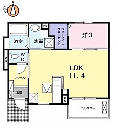 エルハーベン幟町 1LDKの間取図画像