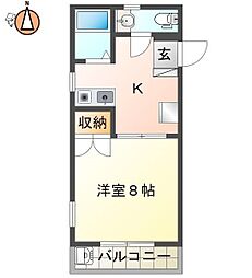 クレストシティ富田 1Kの間取図画像