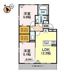 ジャスミンHYM2 2LDKの間取図画像