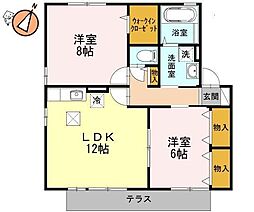 グランパルク大坪A 2LDKの間取図画像