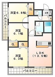 エスポワール 3LDKの間取図画像