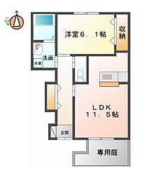カデル南昭和 1LDKの間取図画像