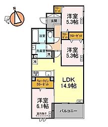 ヒーローキングダムII 3LDKの間取図画像