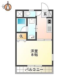 チェスターコート南佐古 1Kの間取図画像