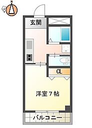 メゾン城南 1Kの間取図画像