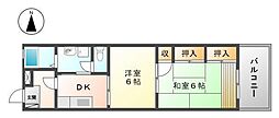 眉ビル 2DKの間取図画像