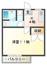 タケノコハイツ 1DKの間取図画像