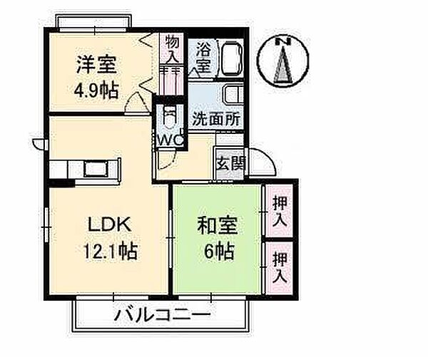 徳島県徳島市国府町和田字表(賃貸アパート2LDK・2階・54.07㎡)の写真 その2